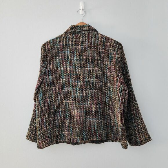 Bon Worth vintage blazer petite medium women's button front multicolor - Picture 3 of 8